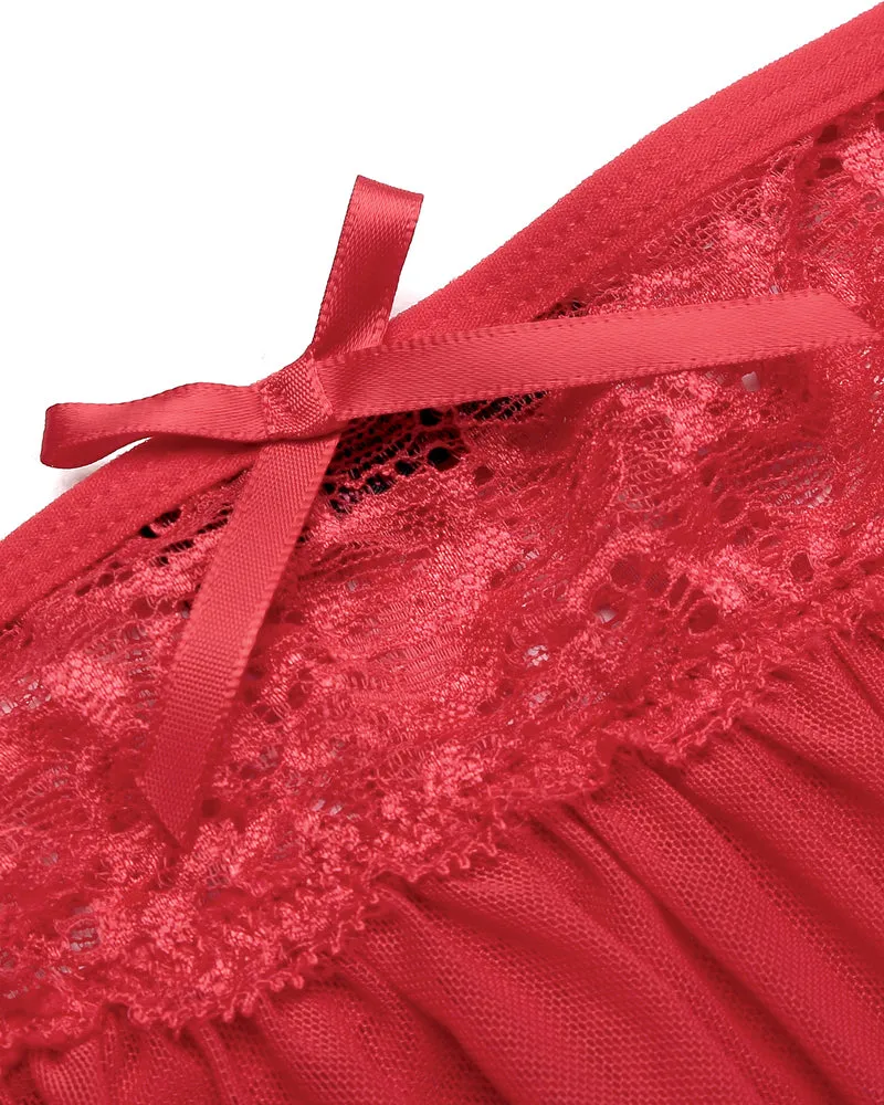 3 Piece Sets Lace Bralette. Skirt with Panty
