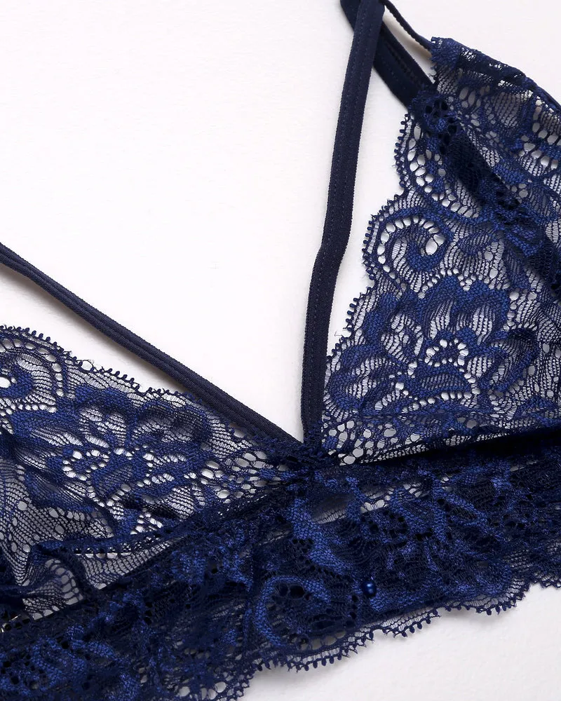 3 Piece Sets Lace Bralette. Skirt with Panty