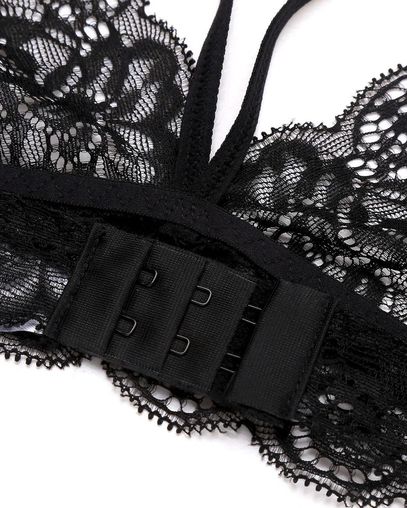 3 Piece Sets Lace Bralette. Skirt with Panty