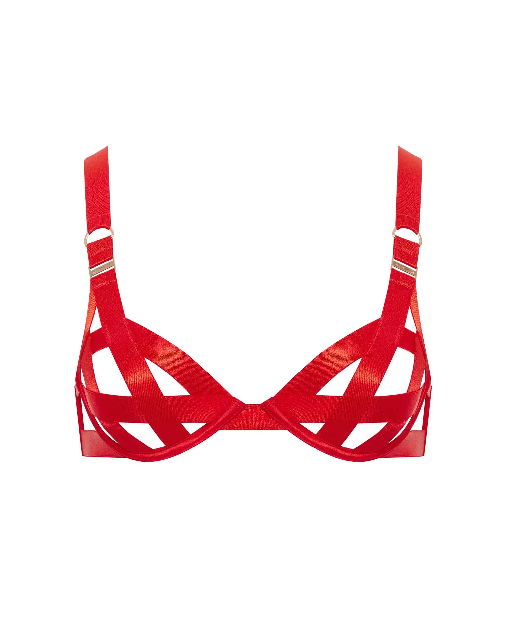 Ariana Satin Strappy Bra Red