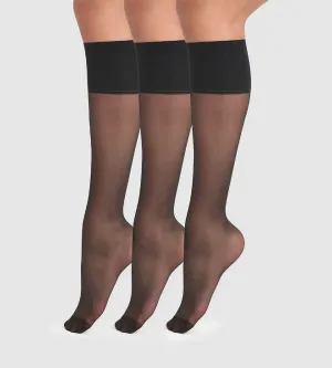Beauty Resist 20D Black Sheer Knee Highs 3 Pack