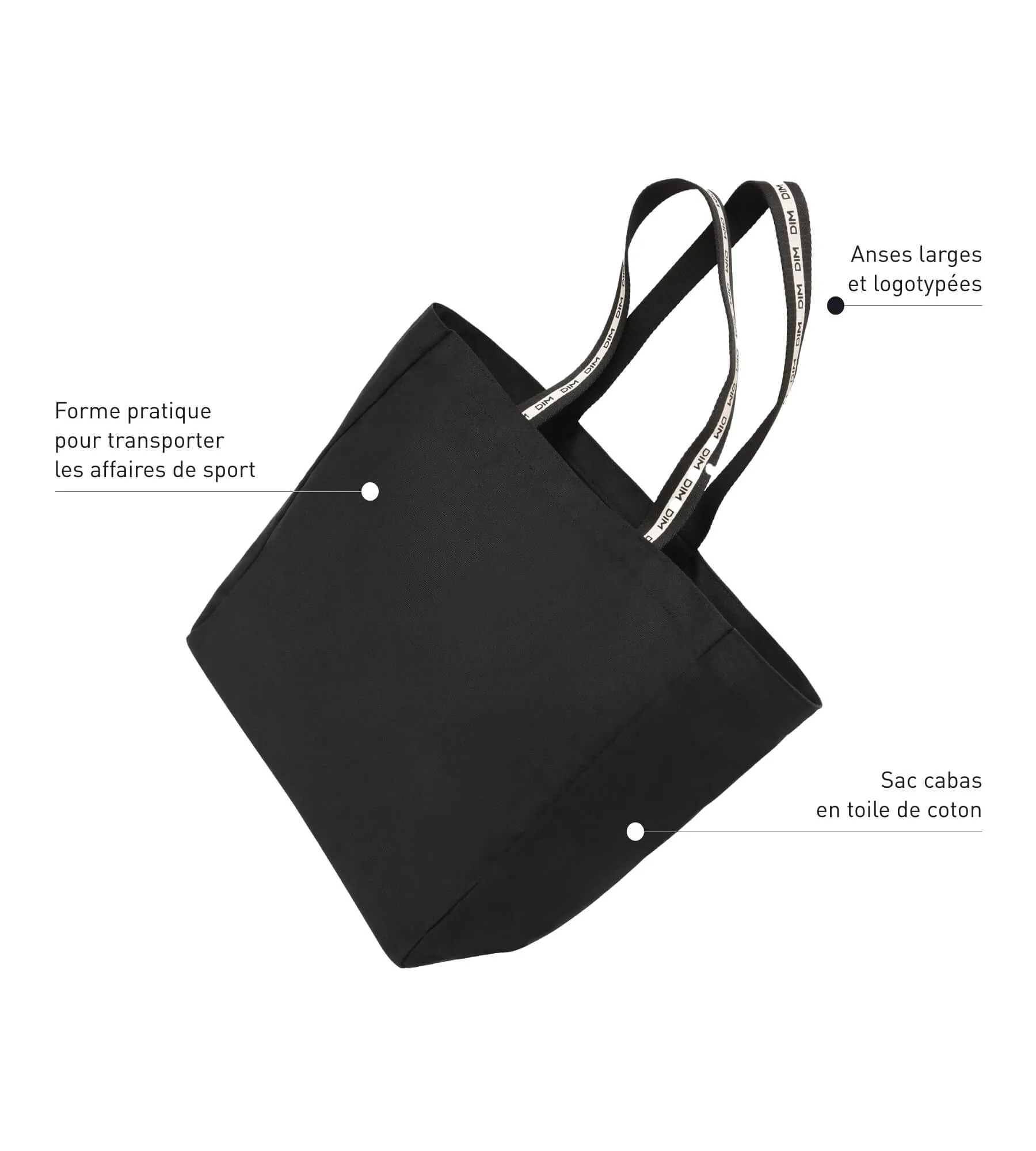 Black cotton canvas tote bag Dim Move