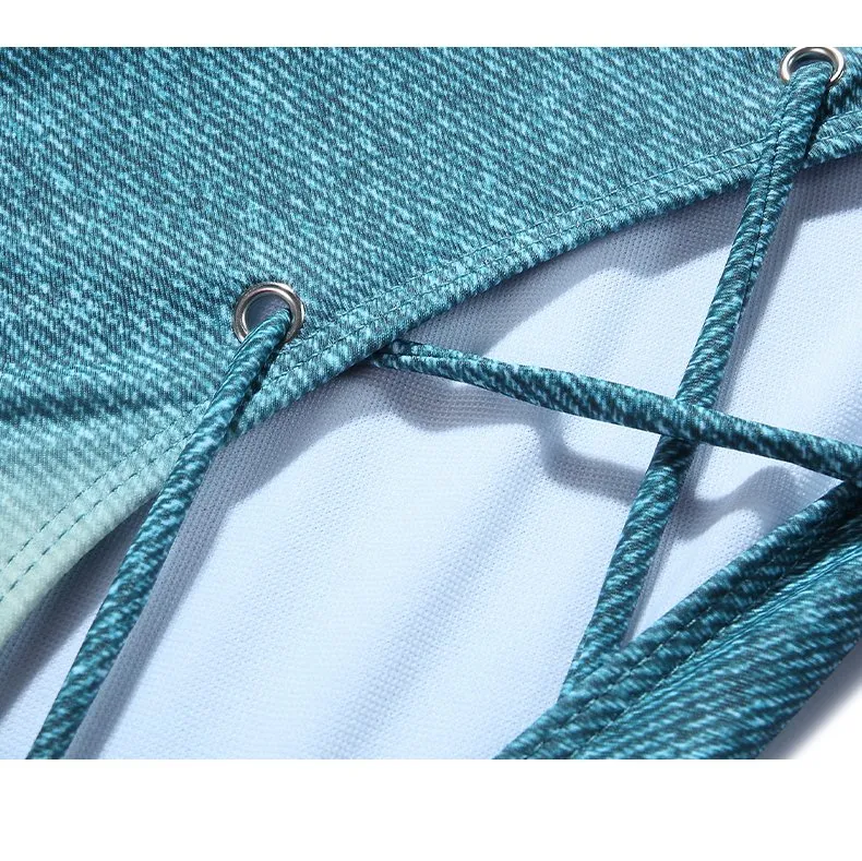 Blue Padded Denim Monokini - One Piece Swimsuit By Sinderella