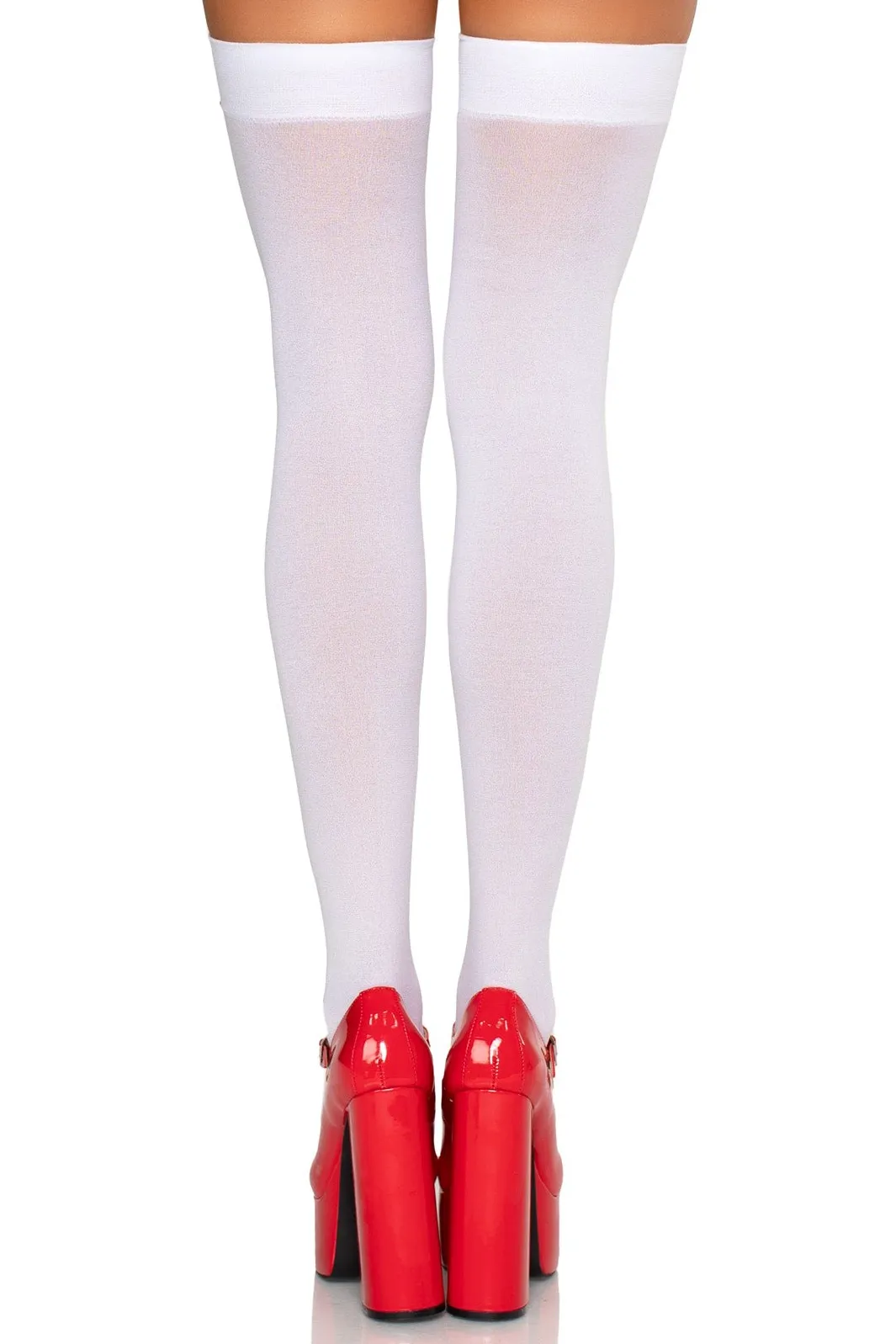 Bow Top Opaque Thigh Highs