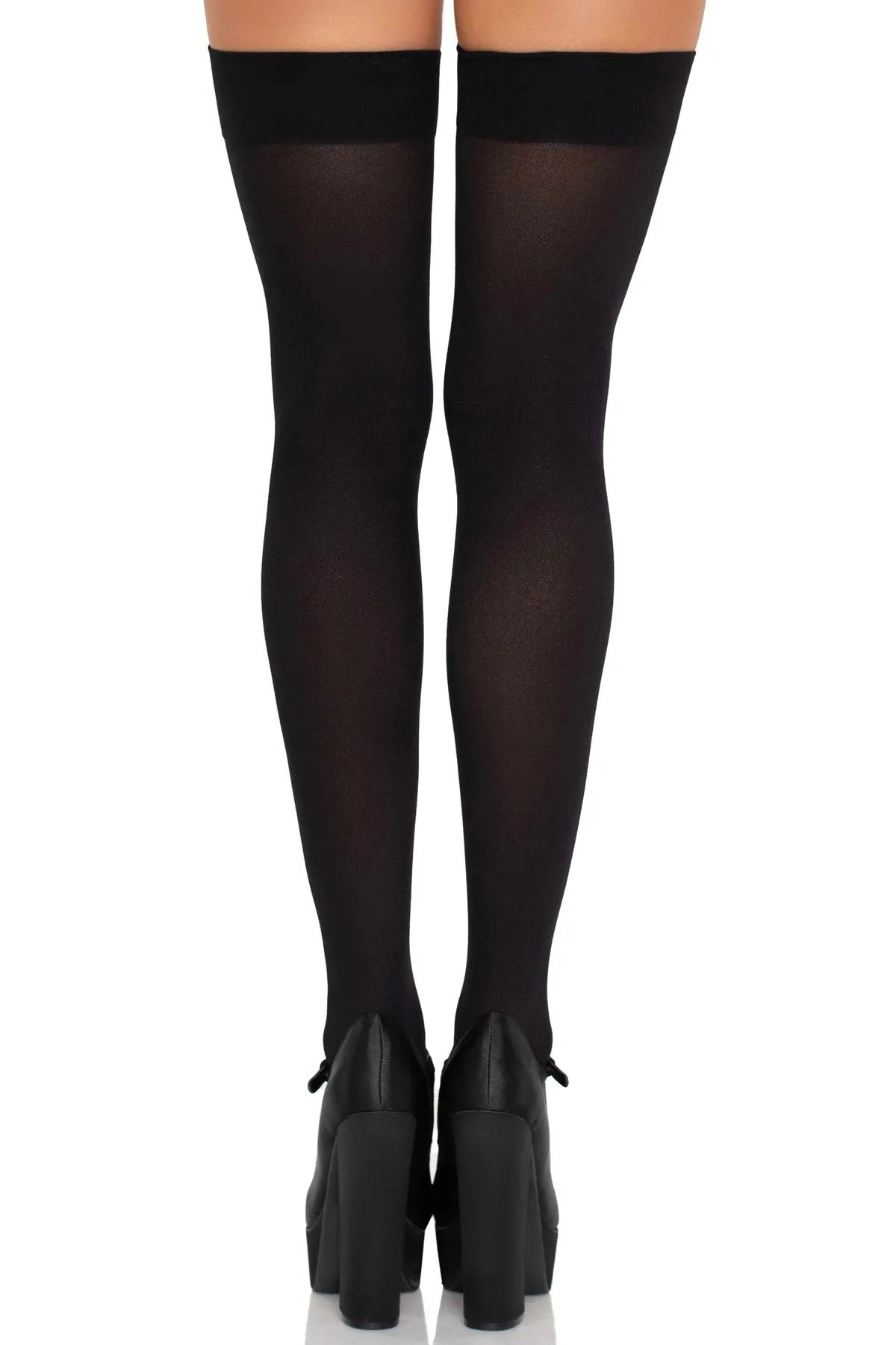 Bow Top Opaque Thigh Highs