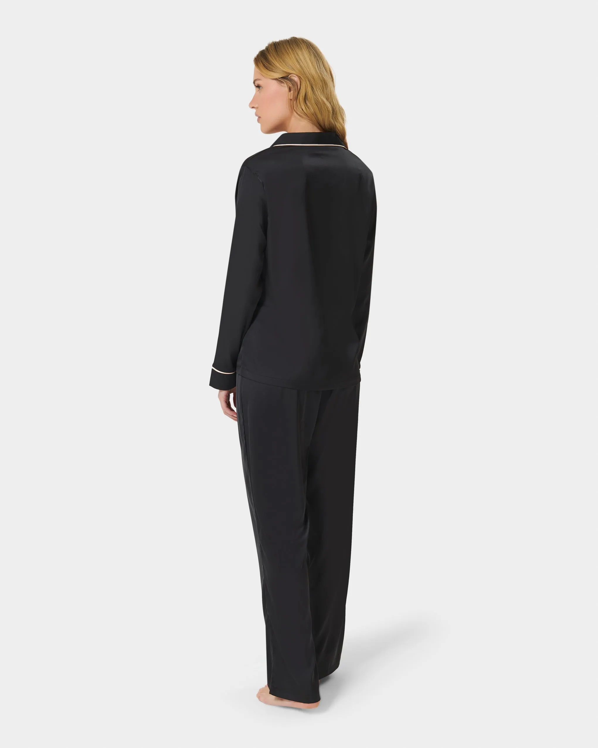 Claudia Shirt and Trouser Set Black/Pale Pink