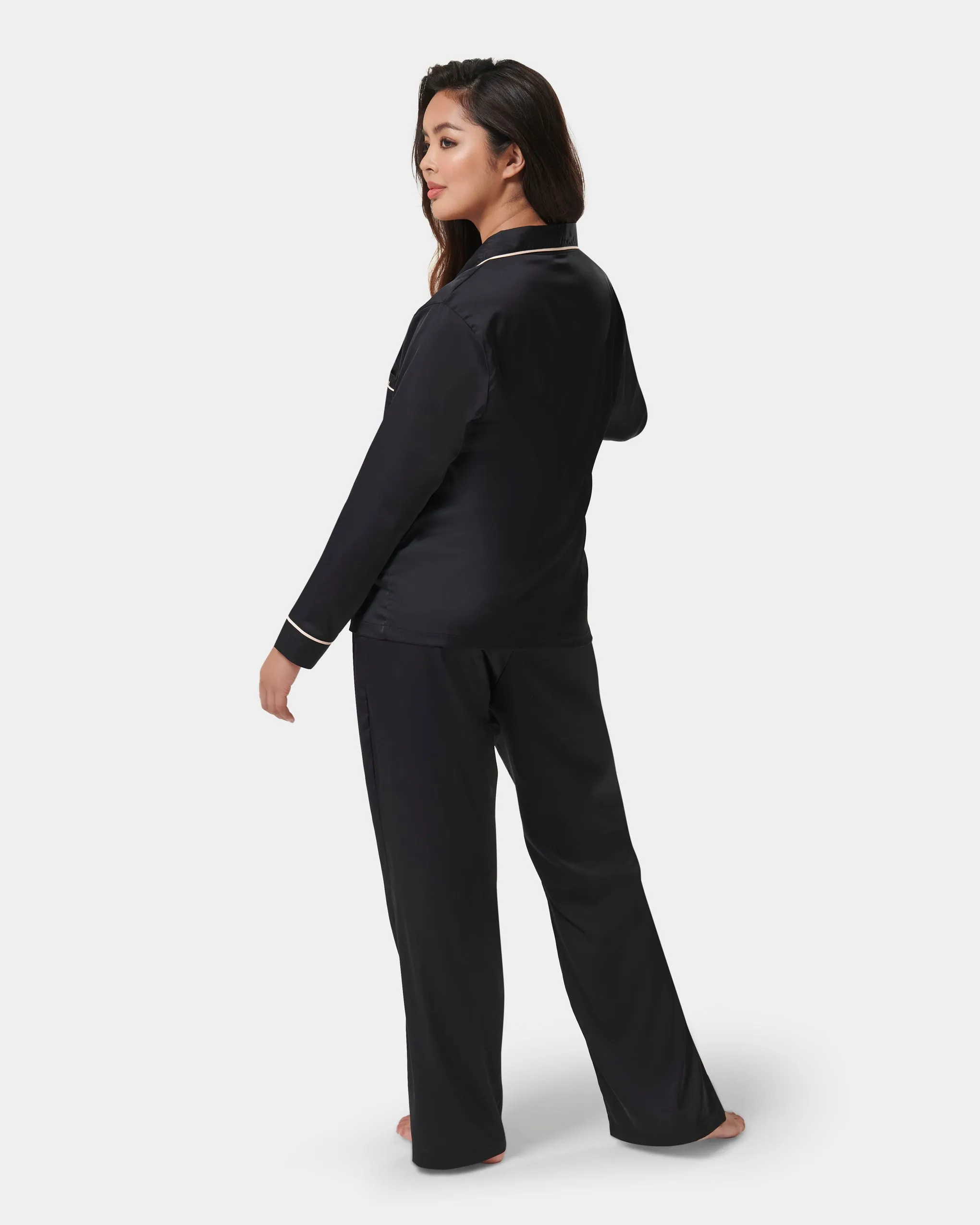 Claudia Shirt and Trouser Set Black/Pale Pink