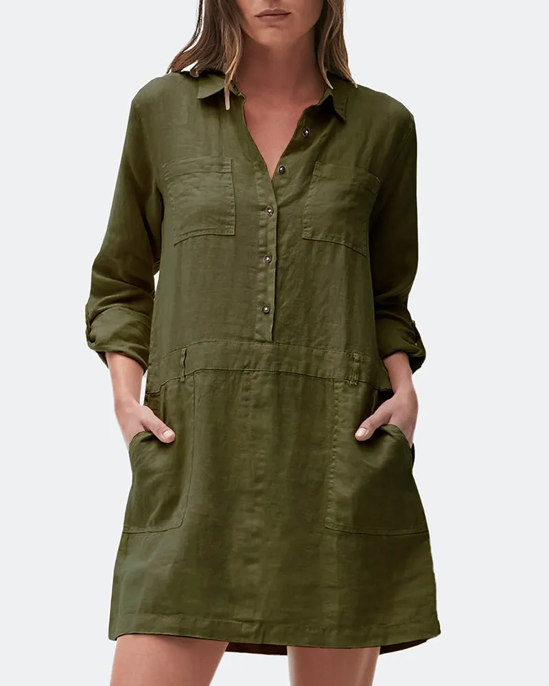 Cotton Linen Midi Dress
