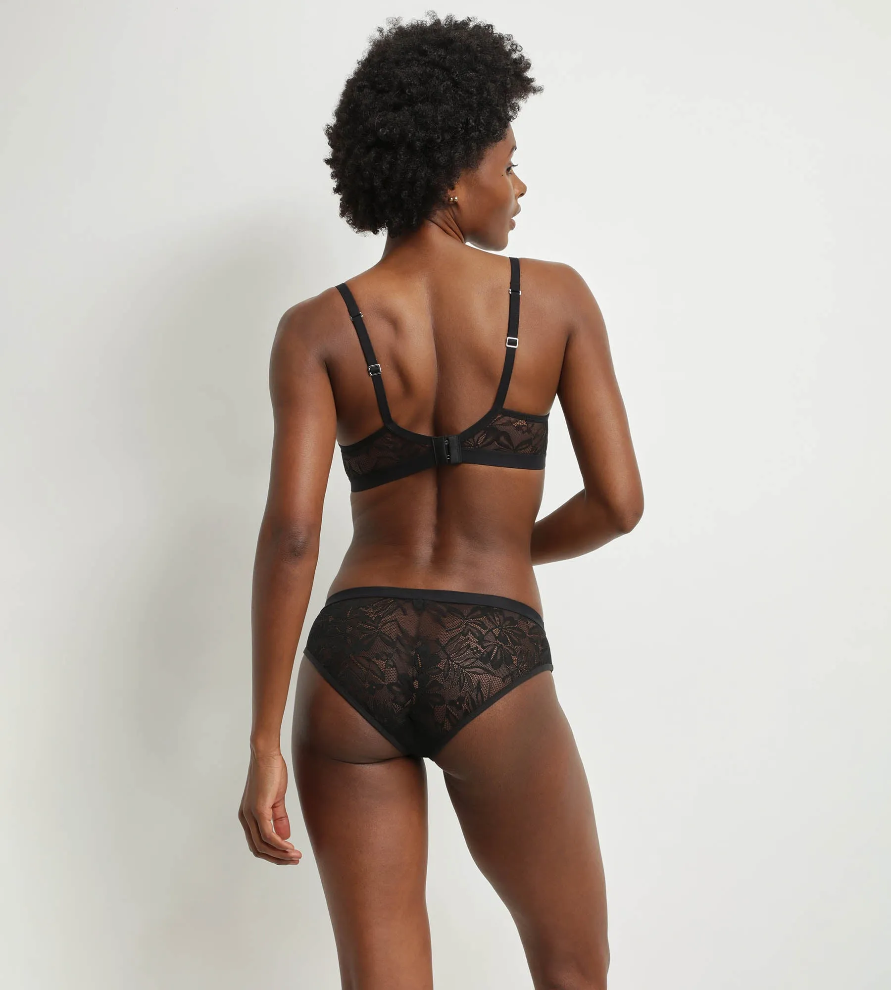 Culotte midi pour femme en dentelle noire à feuillage Mod de Dim