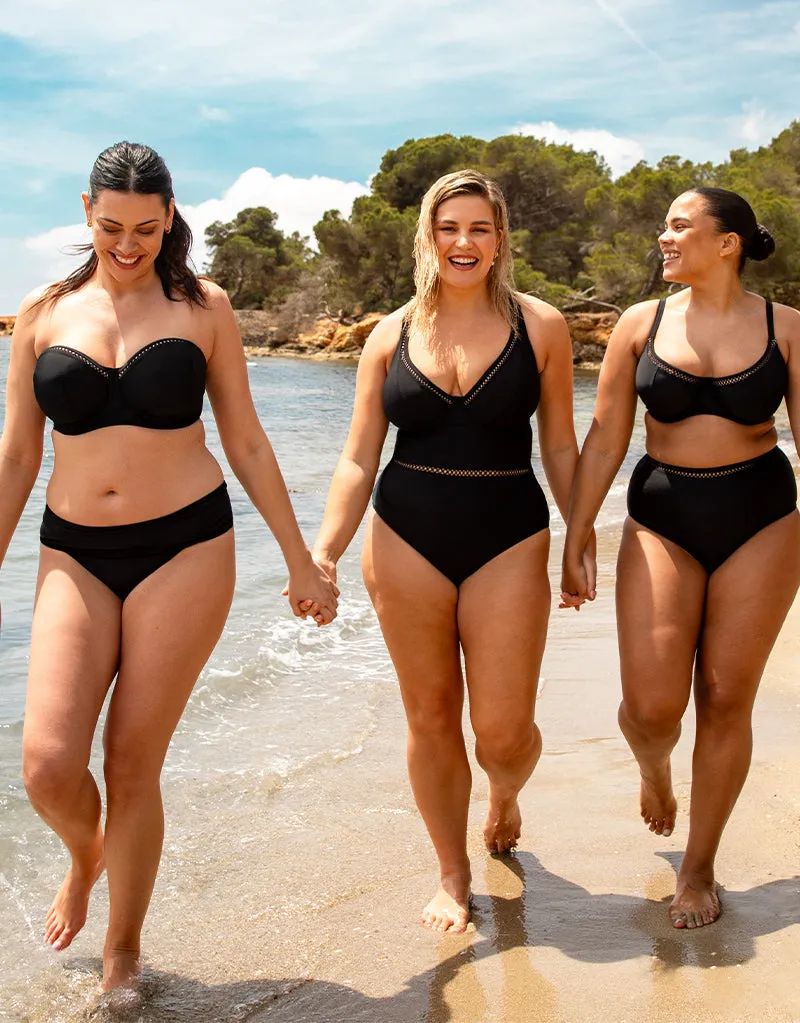 Curvy Kate First Class Bandeau Strapless Multiway Bikini Top Black