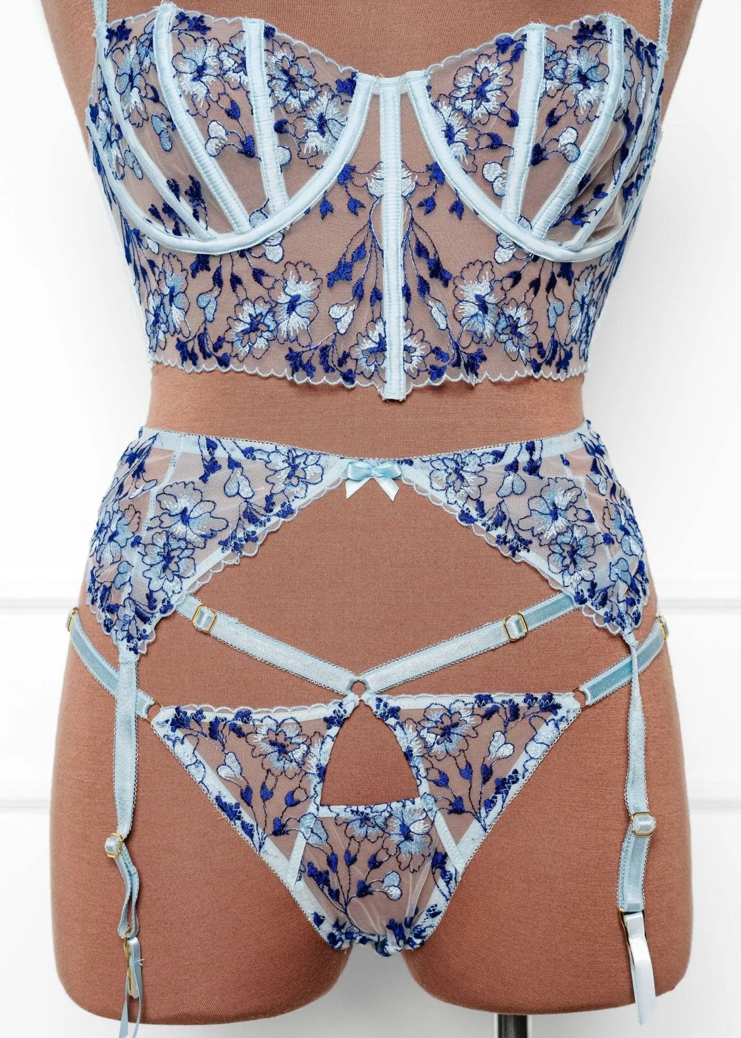 Embroidered Strappy Thong