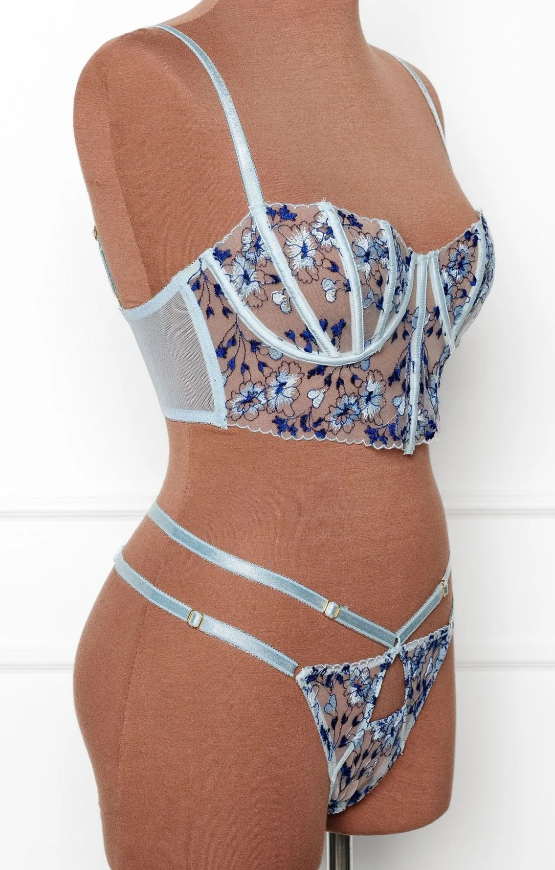 Embroidered Strappy Thong