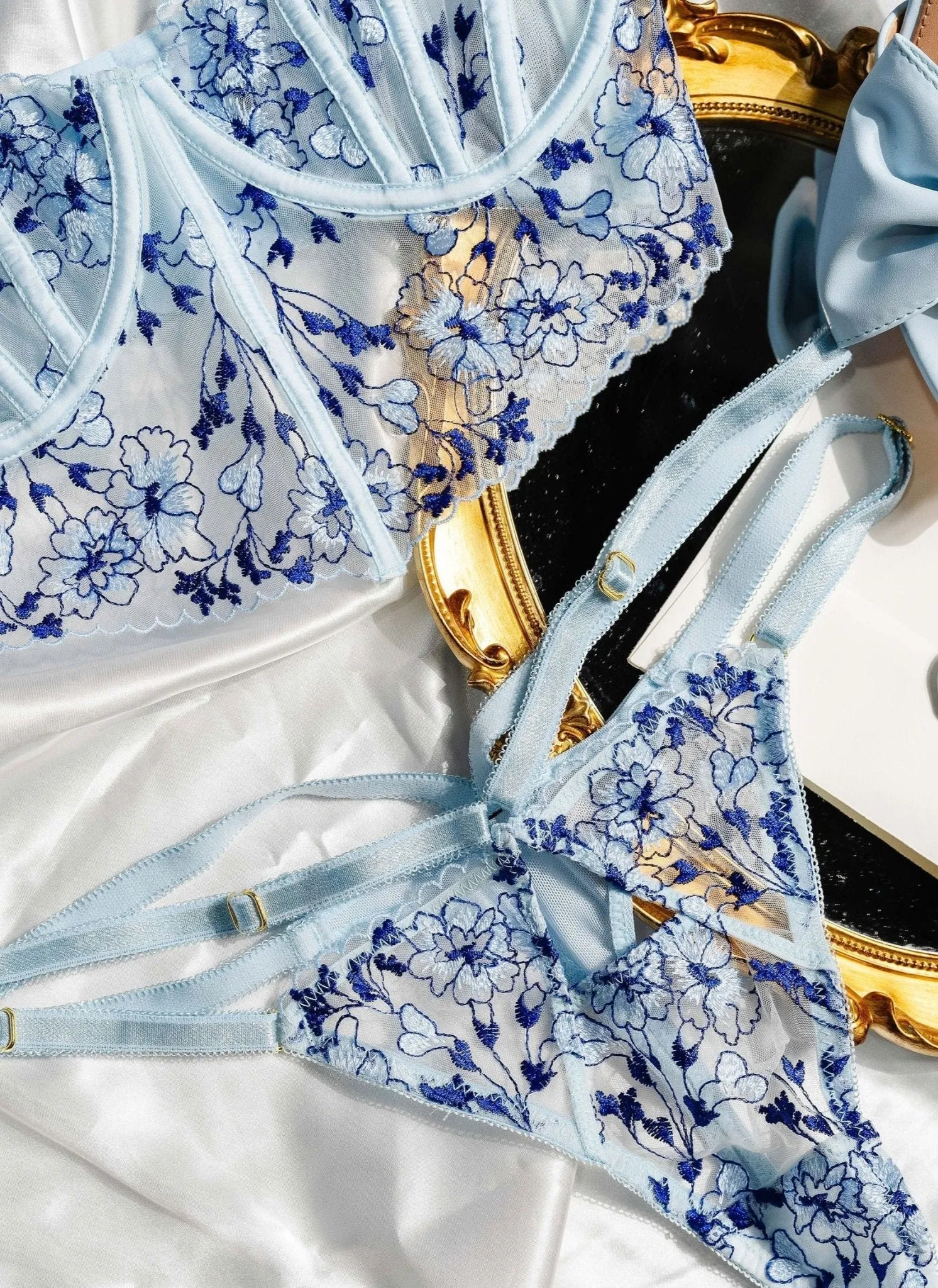 Embroidered Strappy Thong