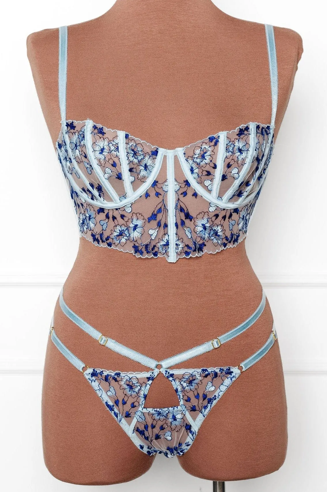 Embroidered Strappy Thong