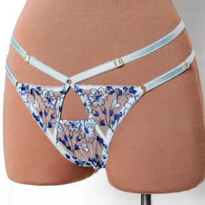 Embroidered Strappy Thong