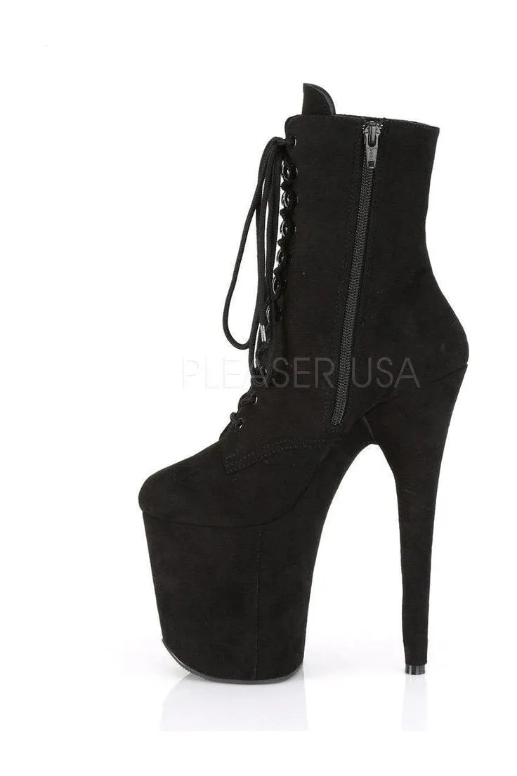 FLAMINGO-1020FS Platform Ankle Boot | Black Faux Leather