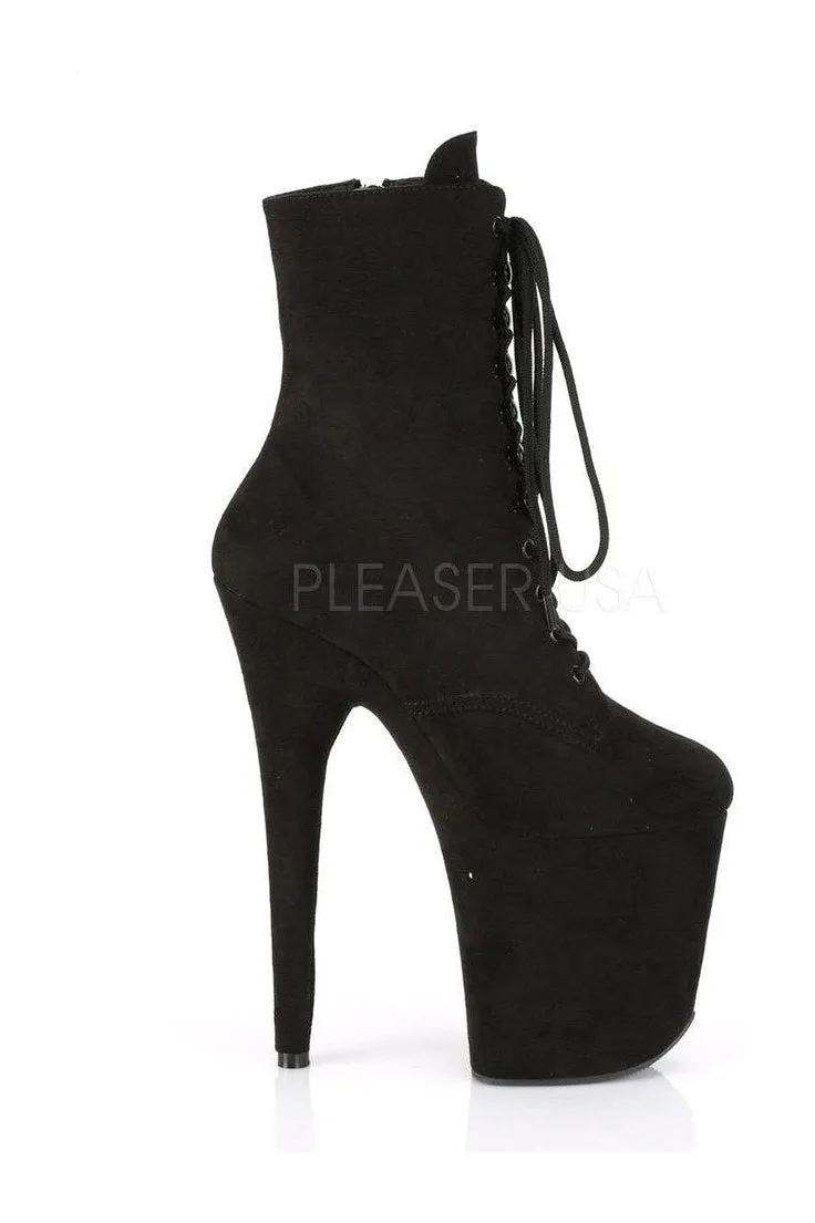 FLAMINGO-1020FS Platform Ankle Boot | Black Faux Leather