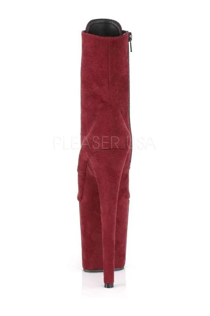 FLAMINGO-1020FS Platform Ankle Boot | Burgundy Faux Leather
