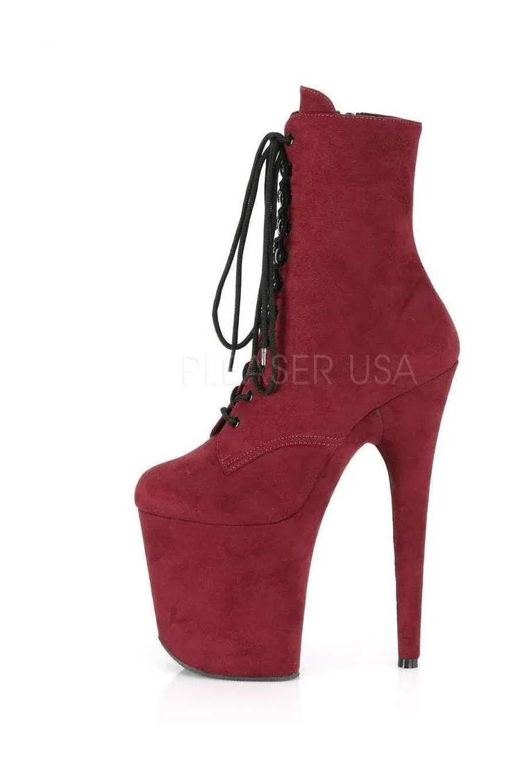 FLAMINGO-1020FS Platform Ankle Boot | Burgundy Faux Leather