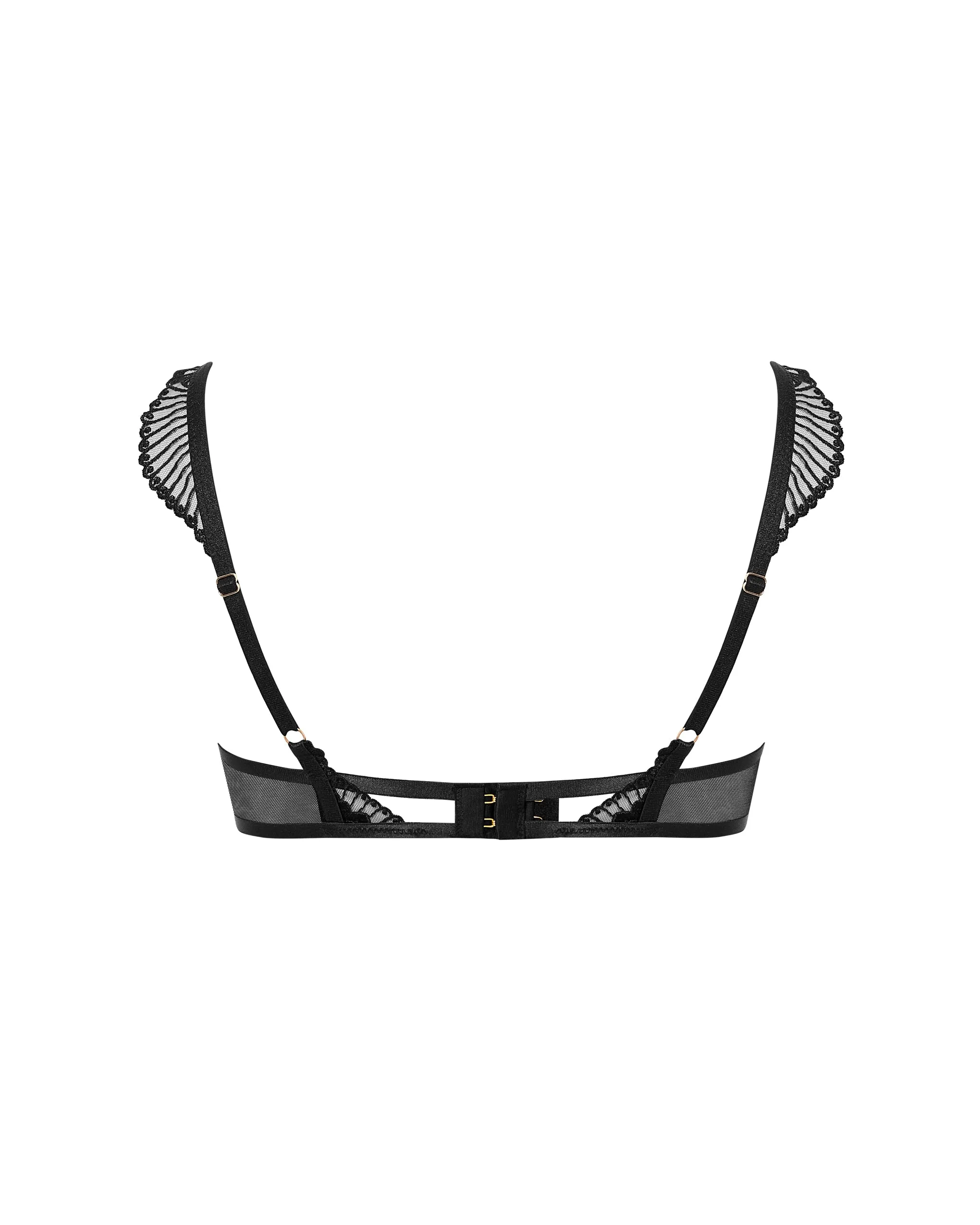 Gabriella Floral Embroidered Bra Black