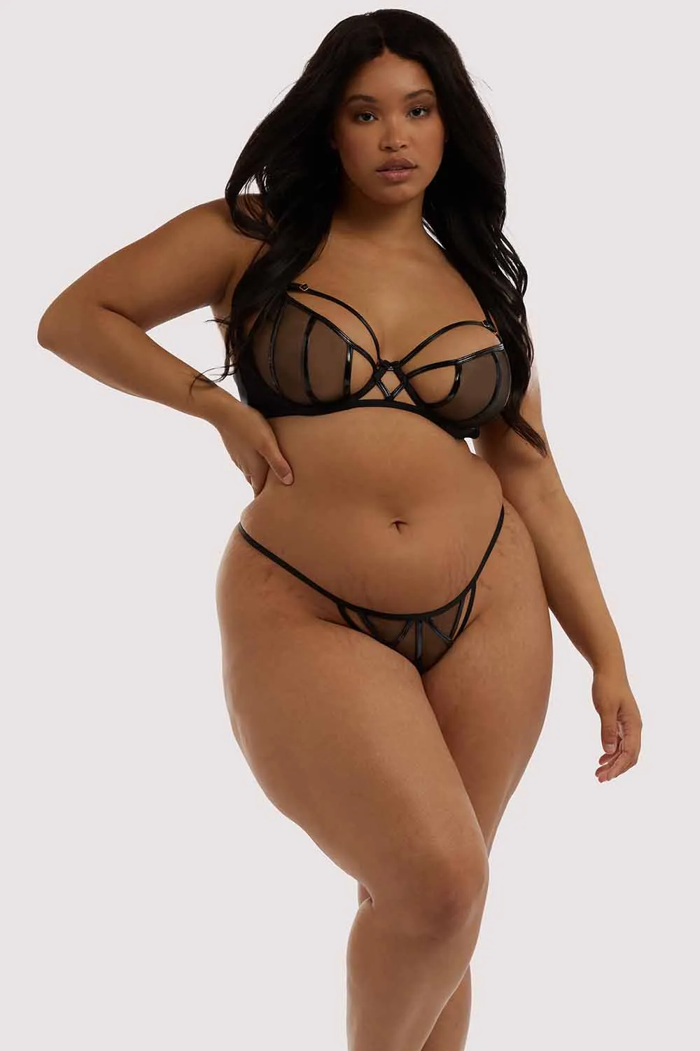 Hustler Kelly Black PVC Cut Out Thong