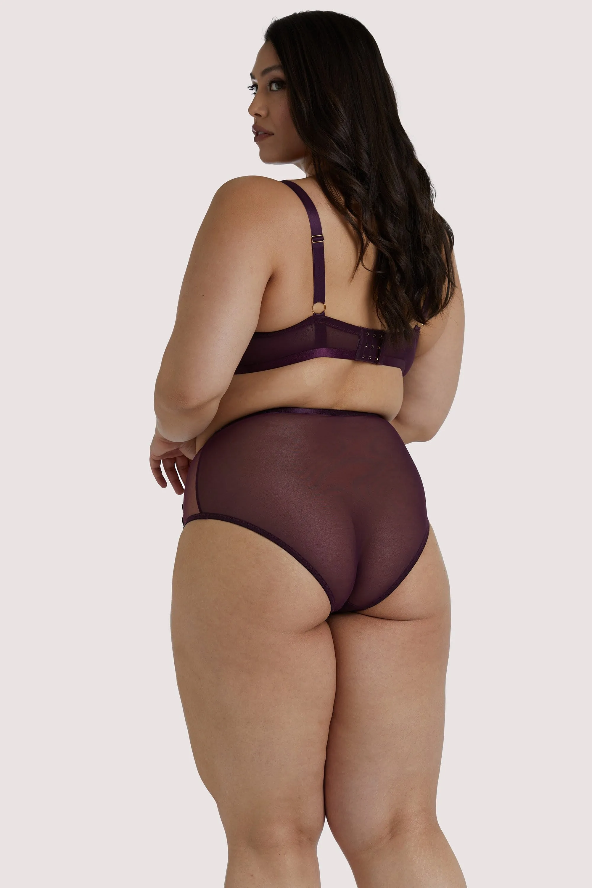 Kelly Wine PVC Panelled Curve Bra