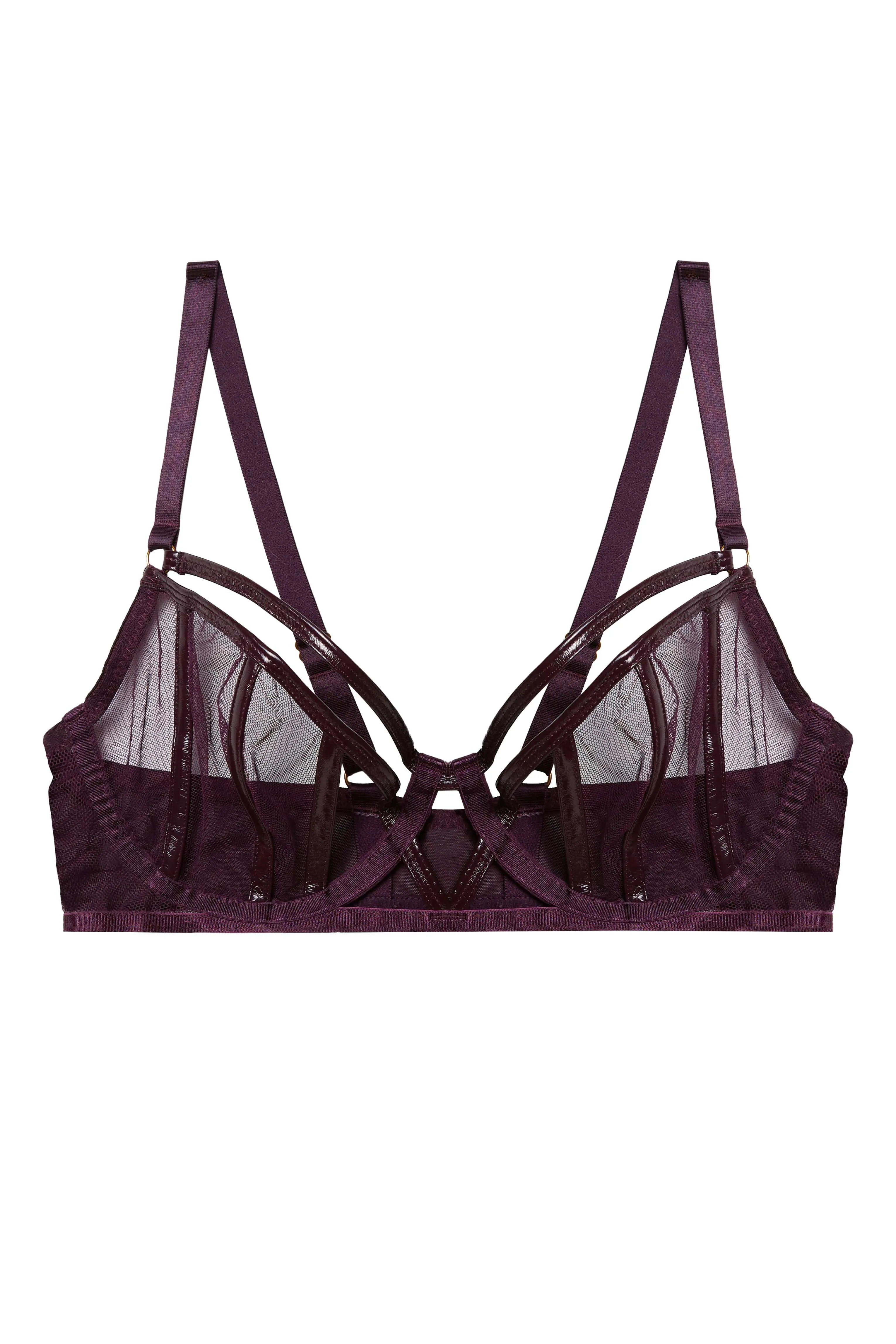 Kelly Wine PVC Panelled Curve Bra
