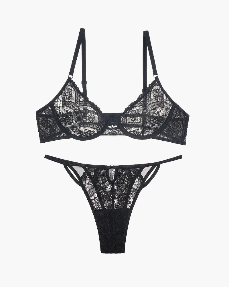 Lace 3/4 Cup Bra and Thong Set