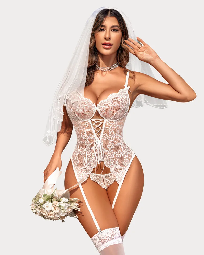 Lace Lingerie Sets with Garter Belts (DE Only)