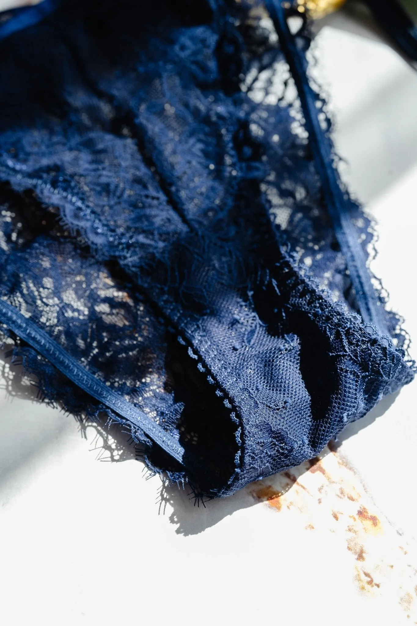 Lacy Side Tie Panty - Navy