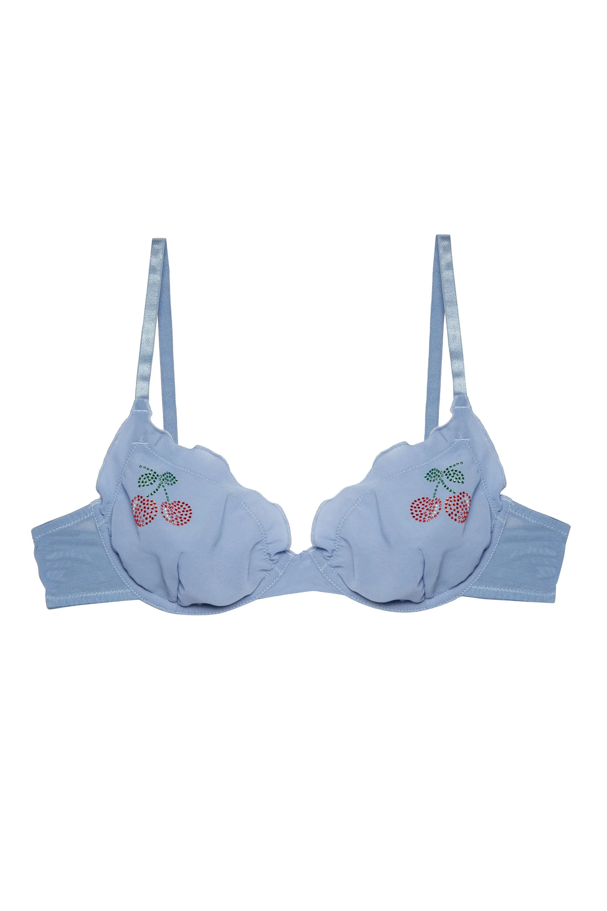 Lili Blue Diamante Cherry Plunge Bra