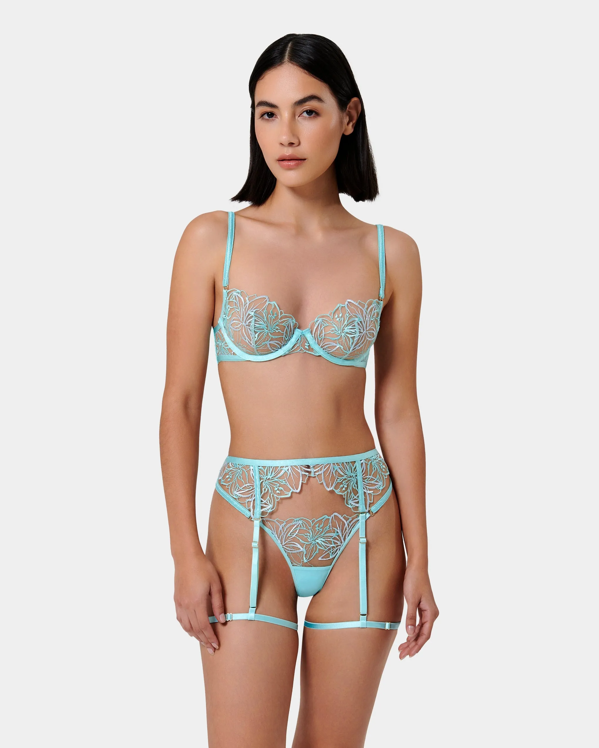 Lilly Thigh Harness Island Paradise Blue/Ice Water Blue/Sheer
