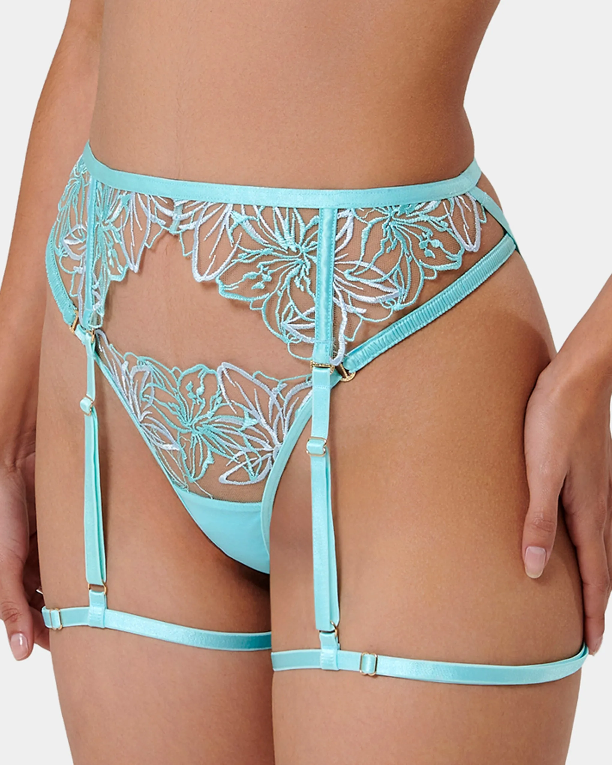 Lilly Thigh Harness Island Paradise Blue/Ice Water Blue/Sheer