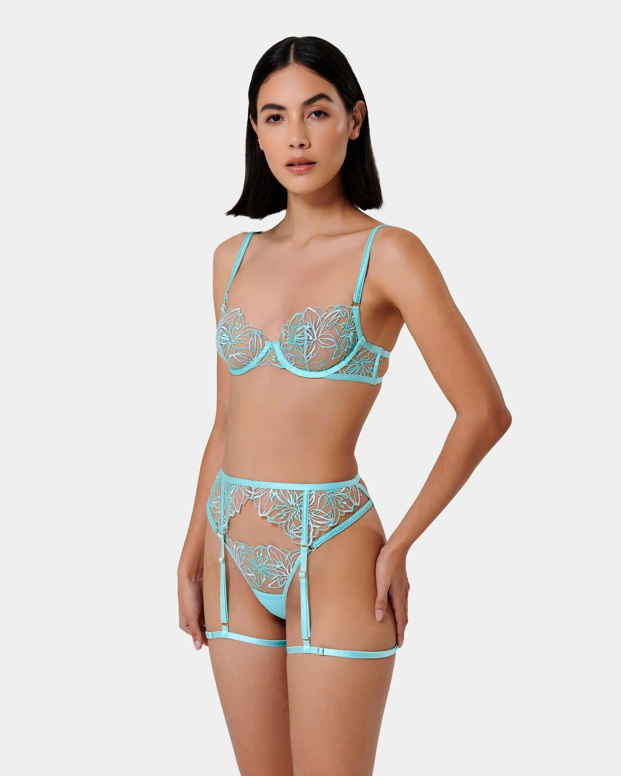 Lilly Thigh Harness Island Paradise Blue/Ice Water Blue/Sheer