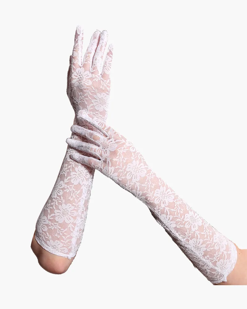 Long Lace Flowers Dressing Gloves