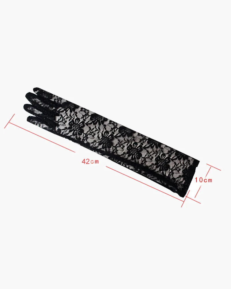 Long Lace Flowers Dressing Gloves