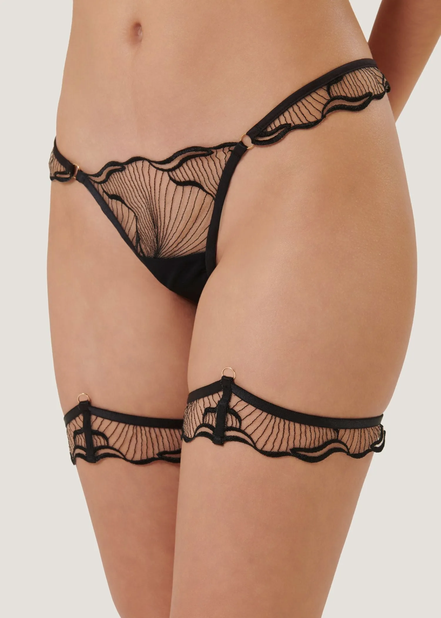Marabel Detachable Thigh Garters (Black/Sheer)