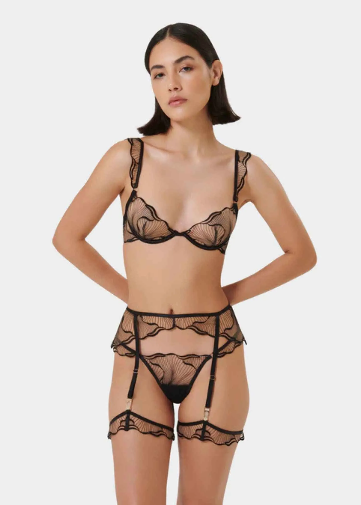 Marabel Detachable Thigh Garters (Black/Sheer)