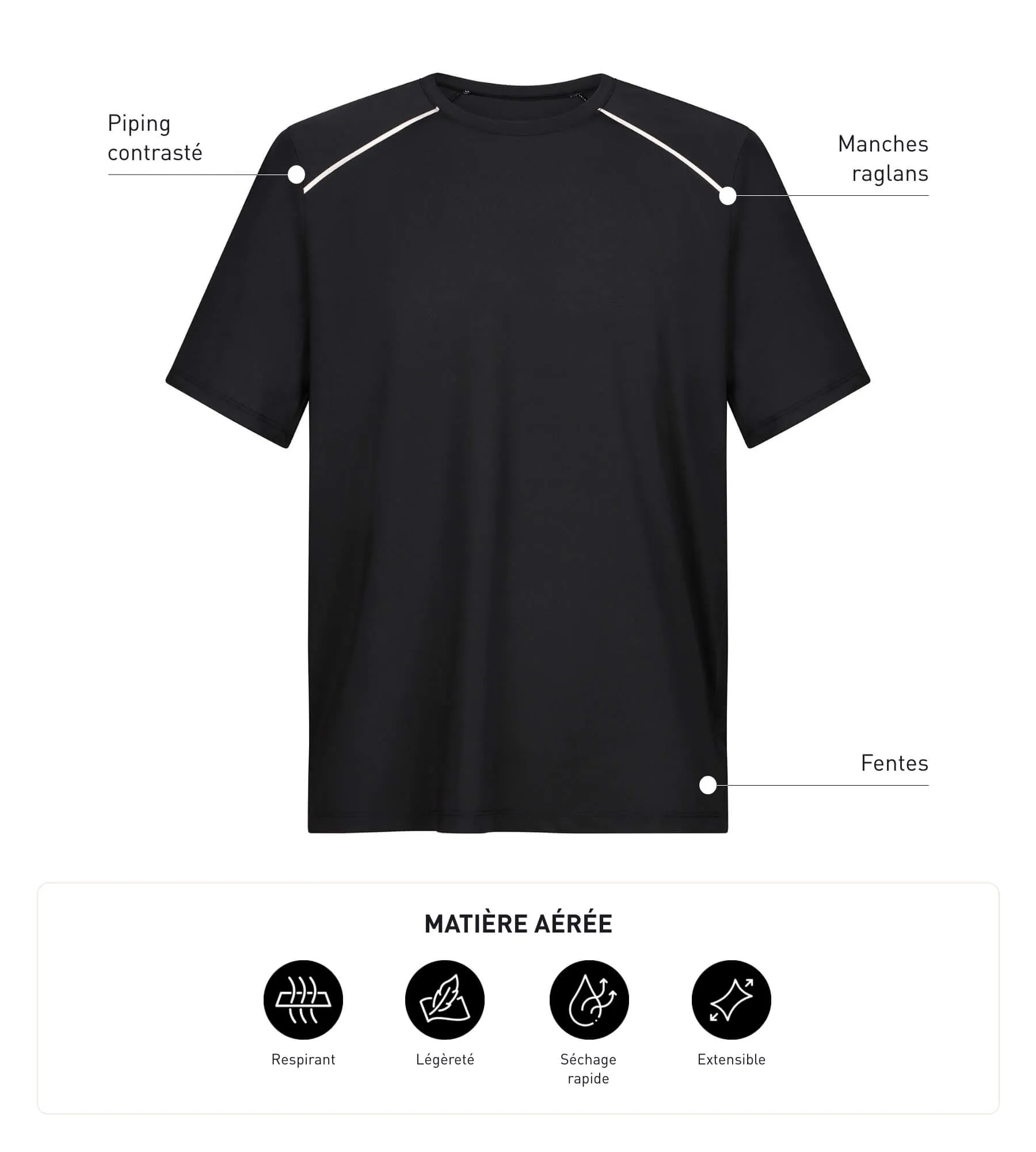 Men's breathable sports T-shirt Black Dim Move