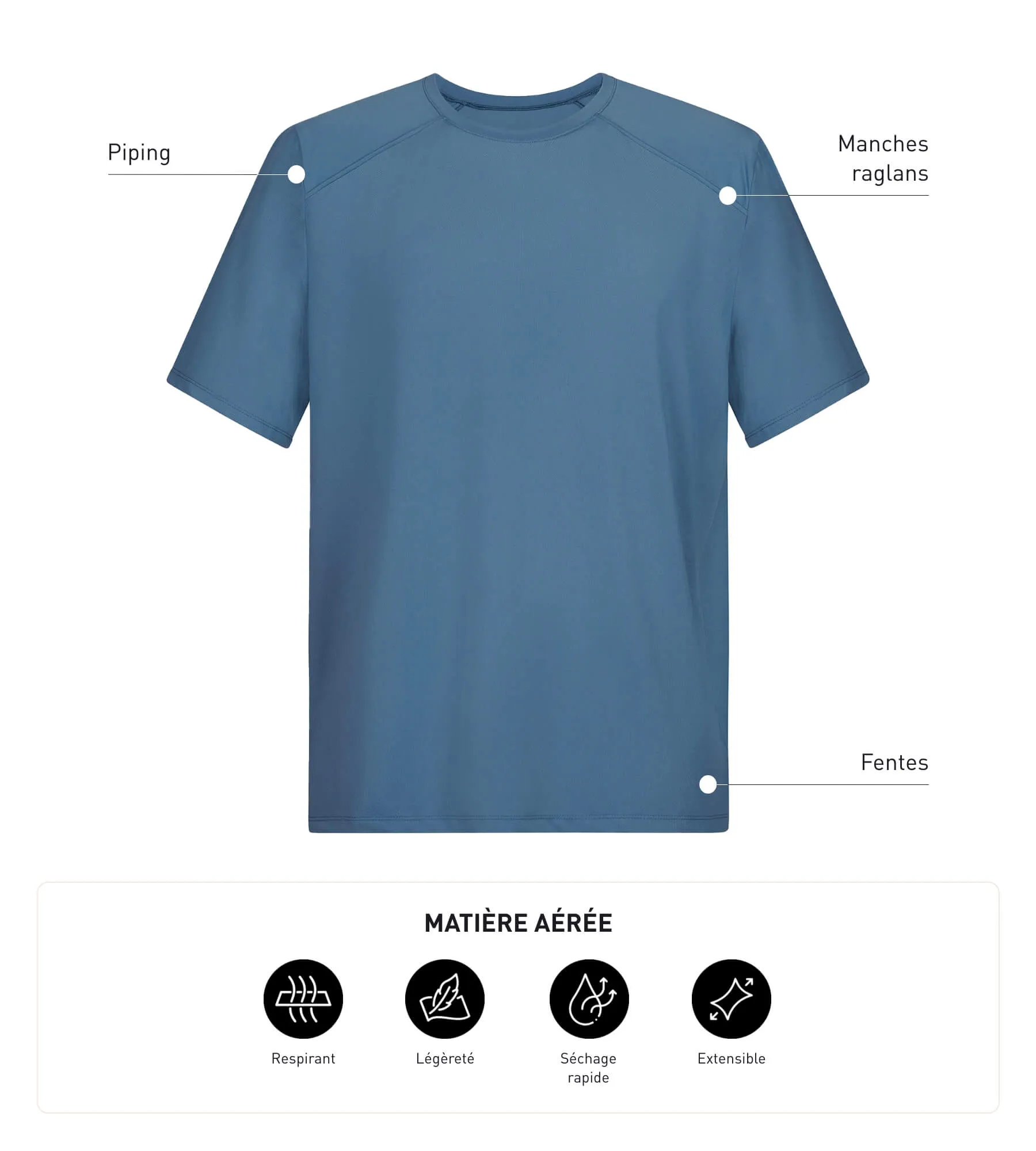 Men's breathable sports T-shirt Blue Jean Dim Move