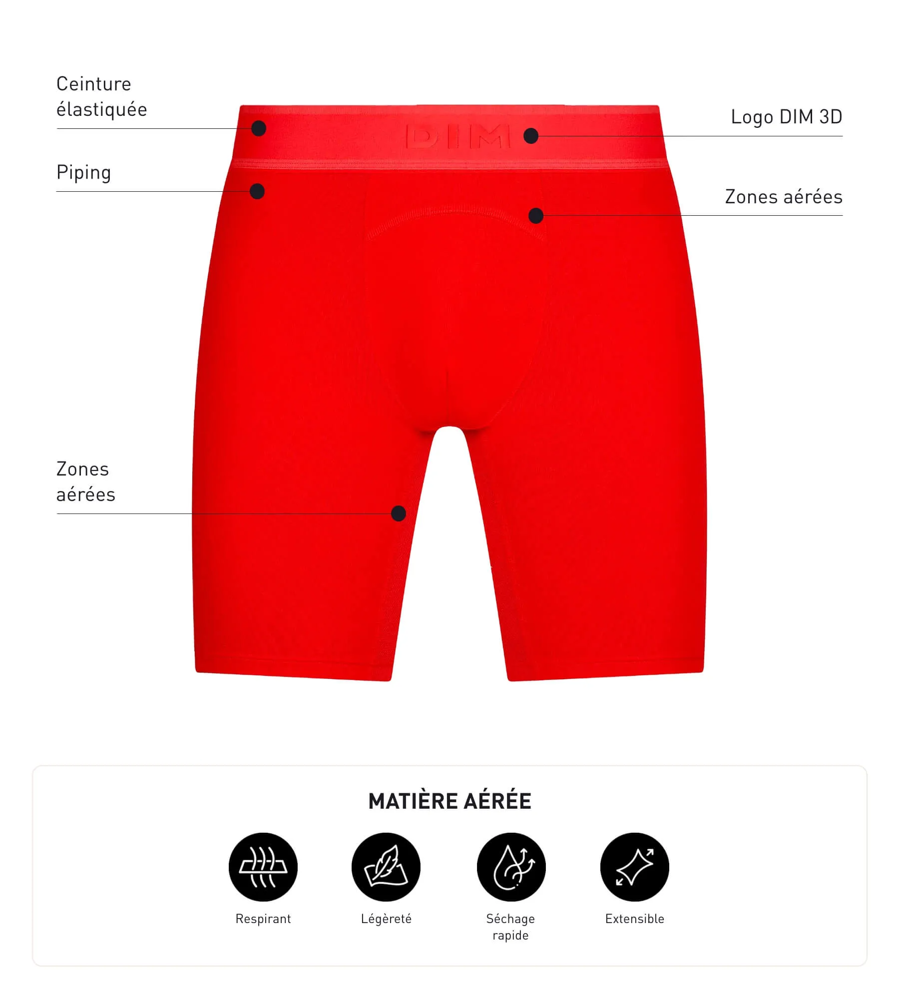 Men's microfibre and mesh boxer shorts Red Dim Move