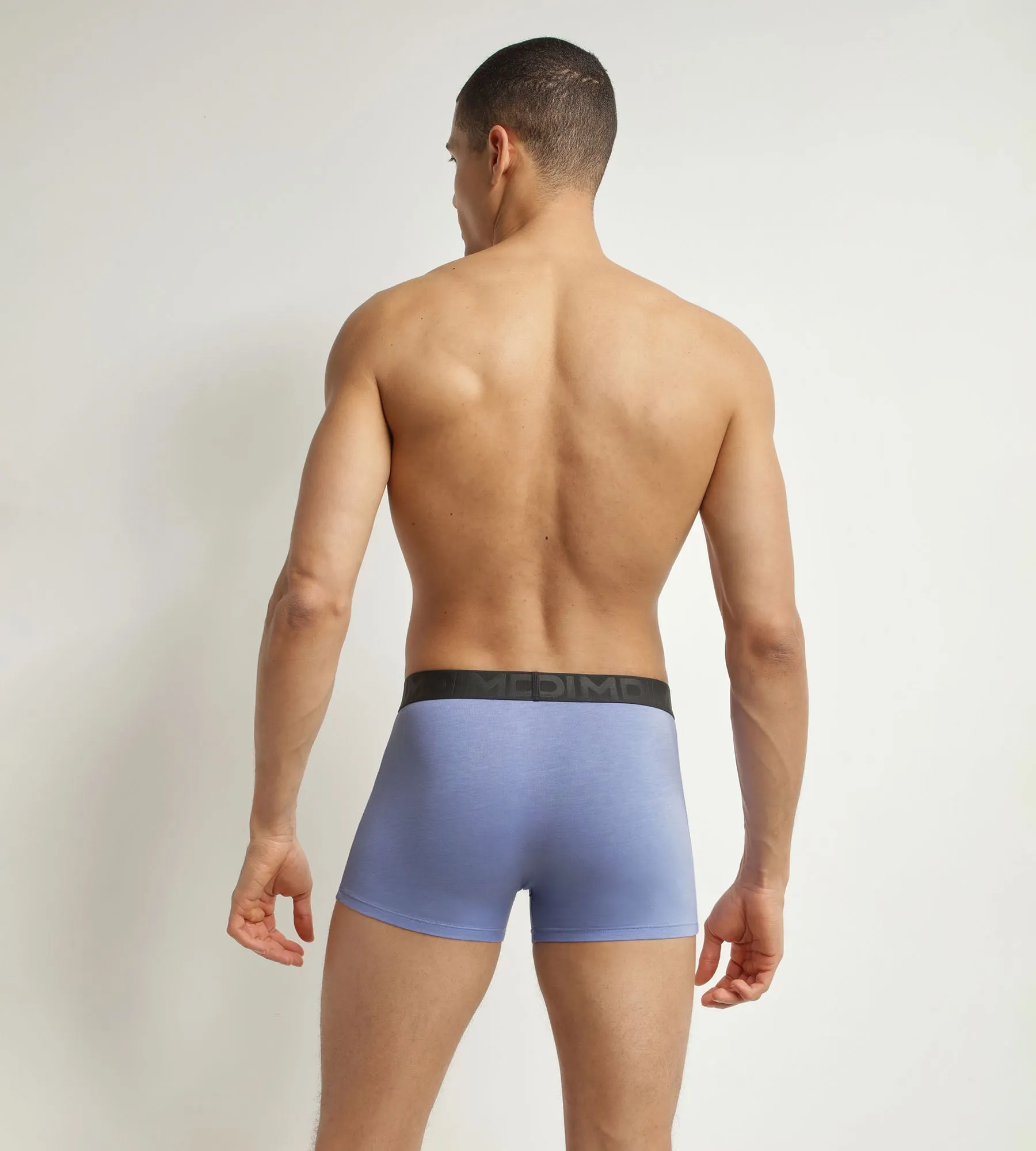 Men's modal cotton boxer shorts with contrasting blue waistband Dim Classic