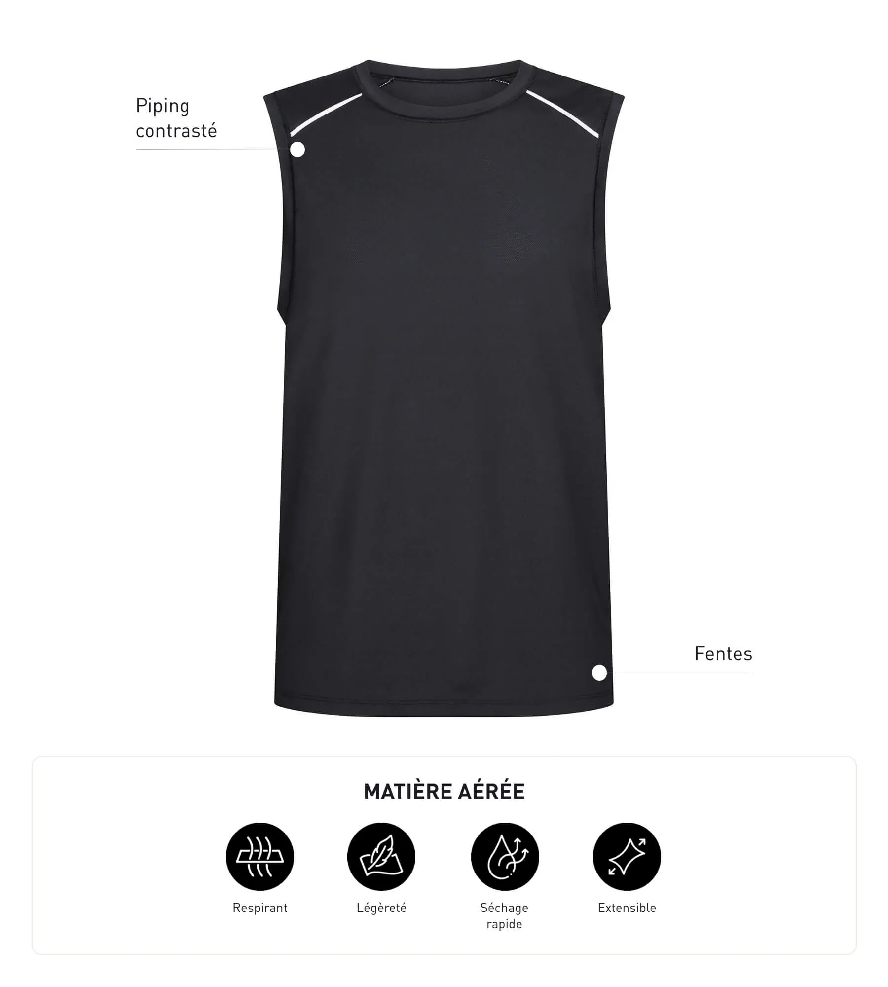Men's sports tank top in breathable material Black Dim Move