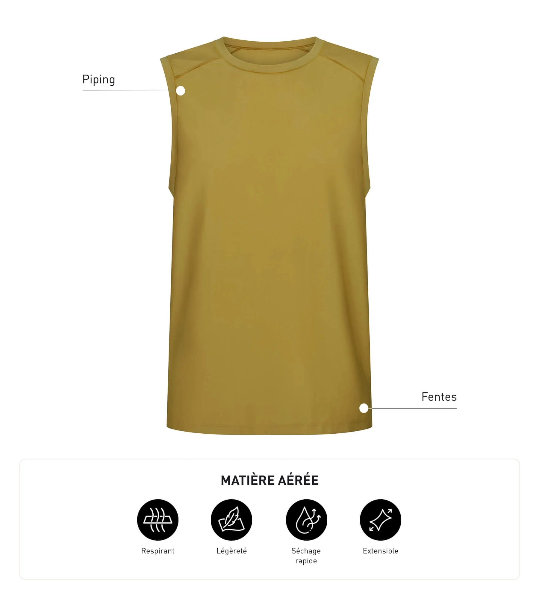 Men's sports tank top in breathable material Olive Dim Move