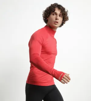 Men's sports top with high collar in microfiber Dim Move Red
