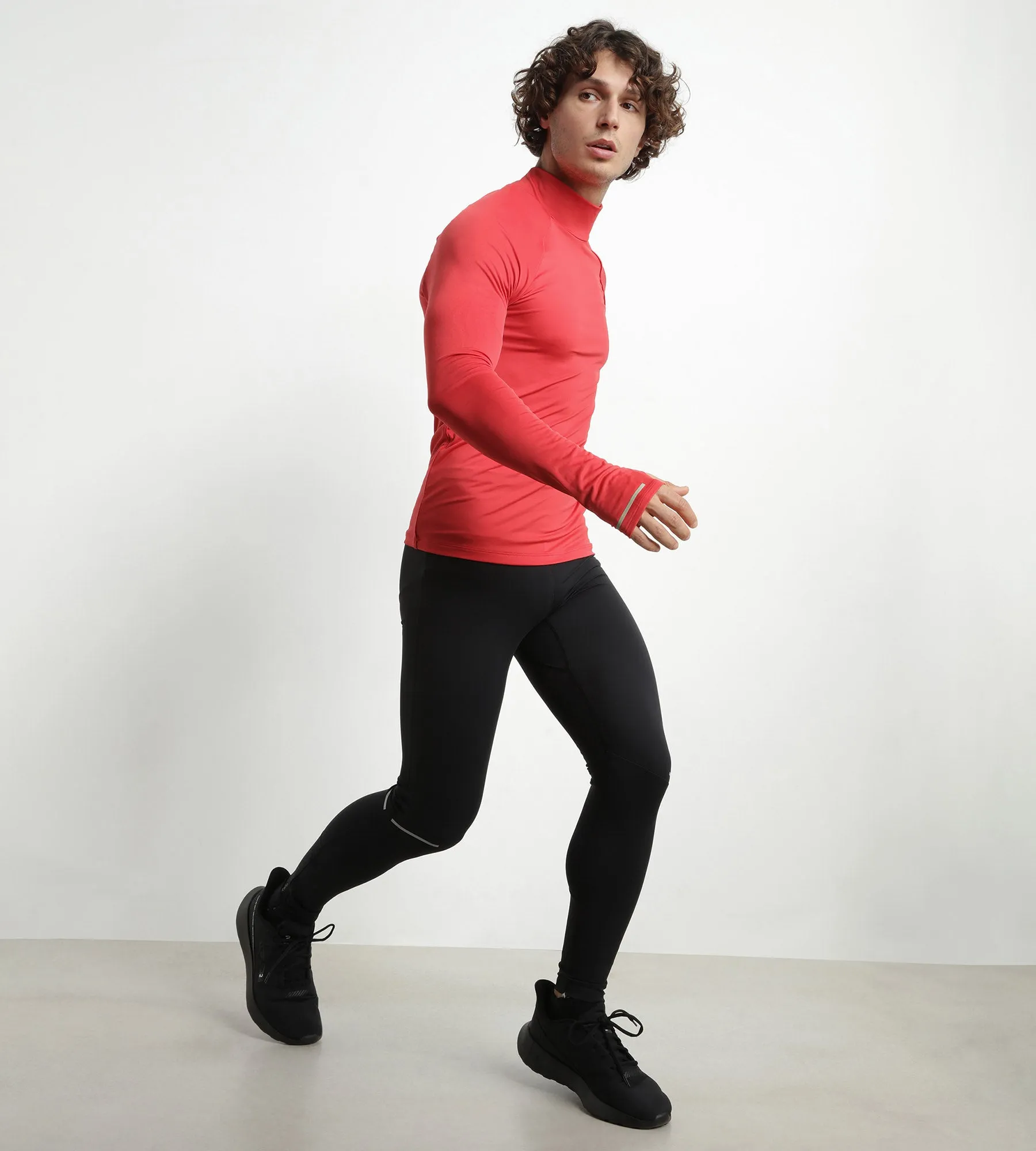 Men's sports top with high collar in microfiber Dim Move Red