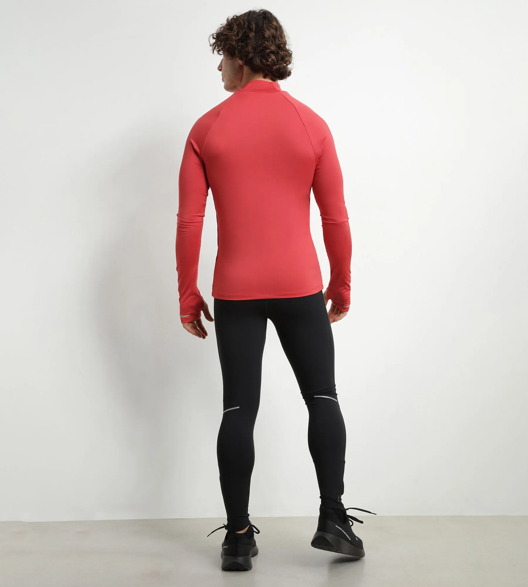 Men's sports top with high collar in microfiber Dim Move Red