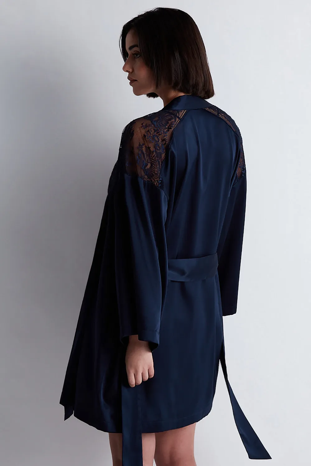 Midnight Whisper Silk Kimono Evening Blue