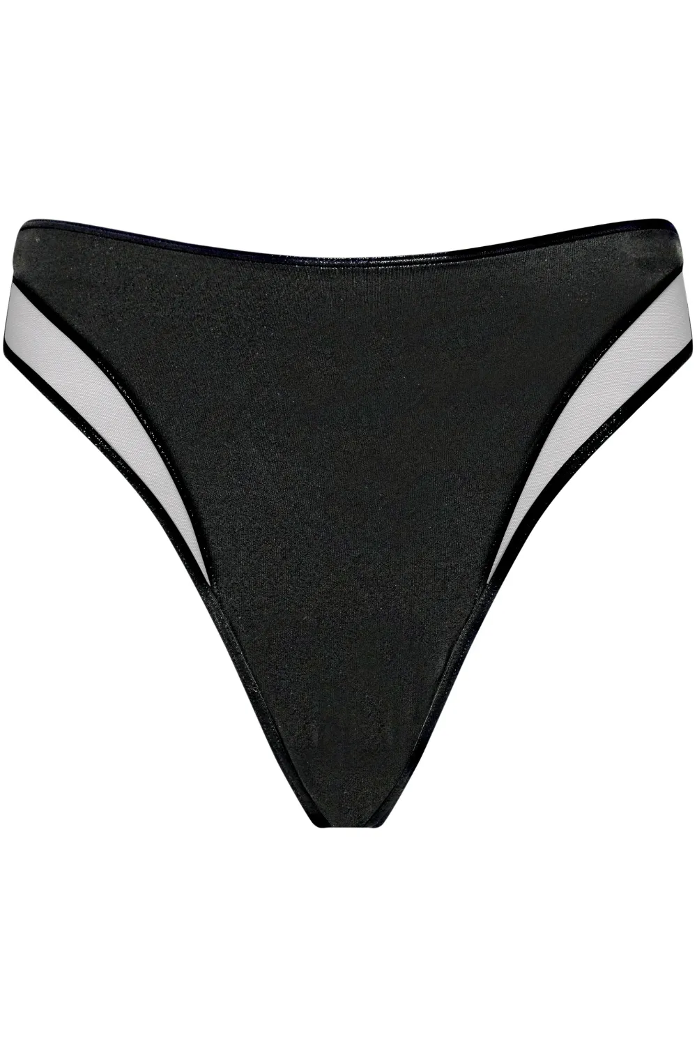 Minuit High Waist Tanga Bikini Bottom in Black