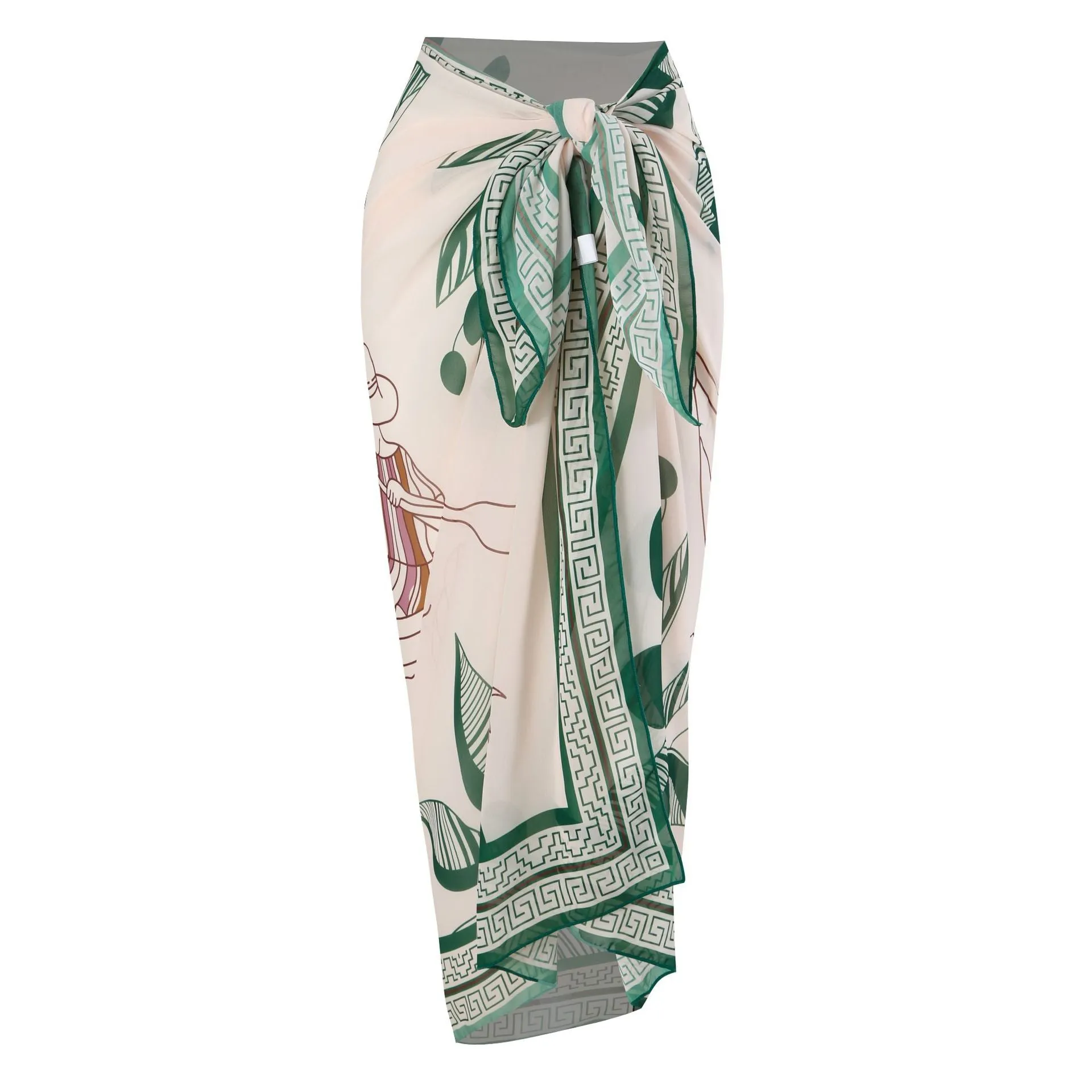 Monokini Solid Color Swimsuit with Floral Sarong By Sinderella